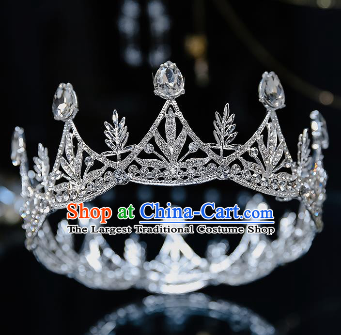 Top Grade Handmade Princess Zircon Round Royal Crown Wedding Bride Hair Accessories for Women