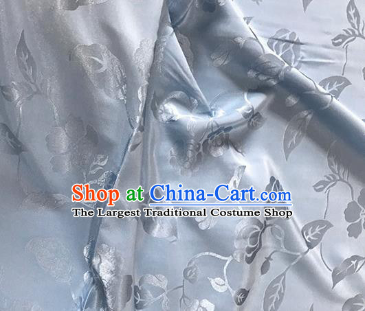 Asian Chinese Traditional Twine Pattern Design Light Blue Brocade China Hanfu Satin Fabric Material