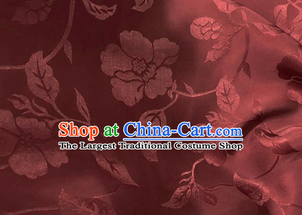 Asian Chinese Traditional Twine Pattern Design Wine Red Brocade China Hanfu Satin Fabric Material