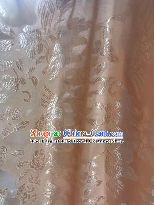 Asian Chinese Traditional Flowers Birds Pattern Design Champagne Chiffon China Hanfu Fabric Material