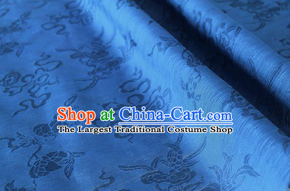Asian Chinese Traditional Auspicious Pattern Design Blue Brocade China Hanfu Silk Fabric Material