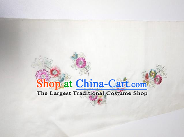 Asian Chinese Traditional Embroidered Pattern Design White Silk Fabric China Hanfu Silk Material