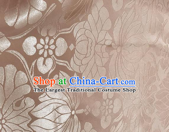 Asian Chinese Traditional Lotus Pattern Design Pink Brocade China Hanfu Satin Silk Fabric Material