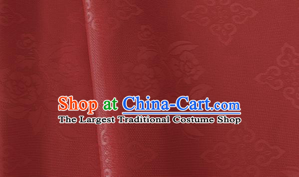 Asian Chinese Traditional Camellia Pattern Design Dark Red Brocade China Hanfu Satin Silk Fabric Material