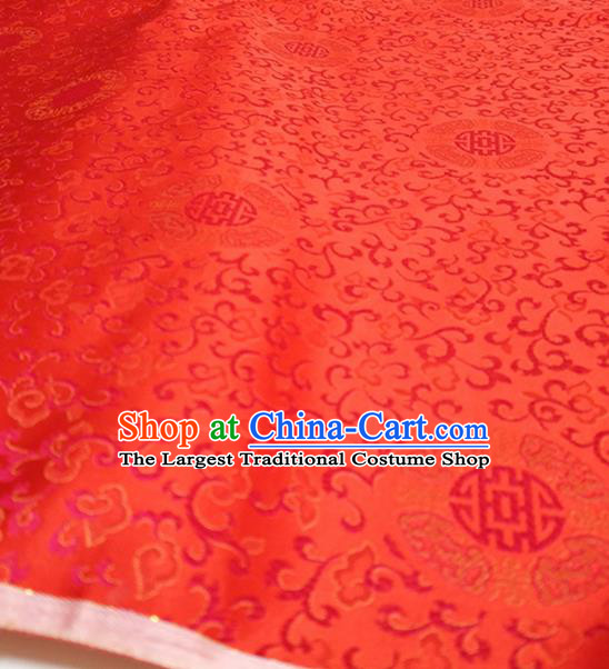 Asian Chinese Traditional Twine Pattern Design Red Brocade Silk Fabric China Hanfu Satin Material