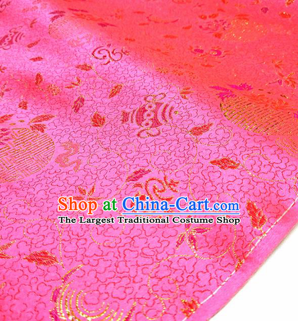 Asian Chinese Traditional Pattern Design Rosy Brocade Silk Fabric China Hanfu Satin Material