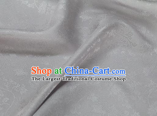 Asian Chinese Traditional Twine Albizia Pattern Design Silver Silk Fabric Chinese Qipao Material