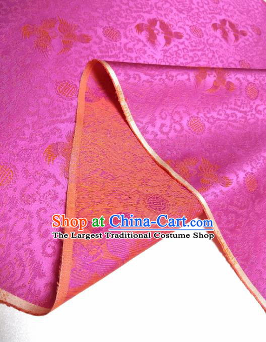 Asian Chinese Traditional Phoenix Peony Pattern Design Rosy Brocade Silk Fabric China Hanfu Satin Material