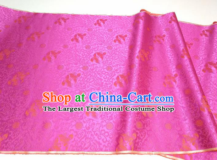 Asian Chinese Traditional Phoenix Peony Pattern Design Rosy Brocade Silk Fabric China Hanfu Satin Material