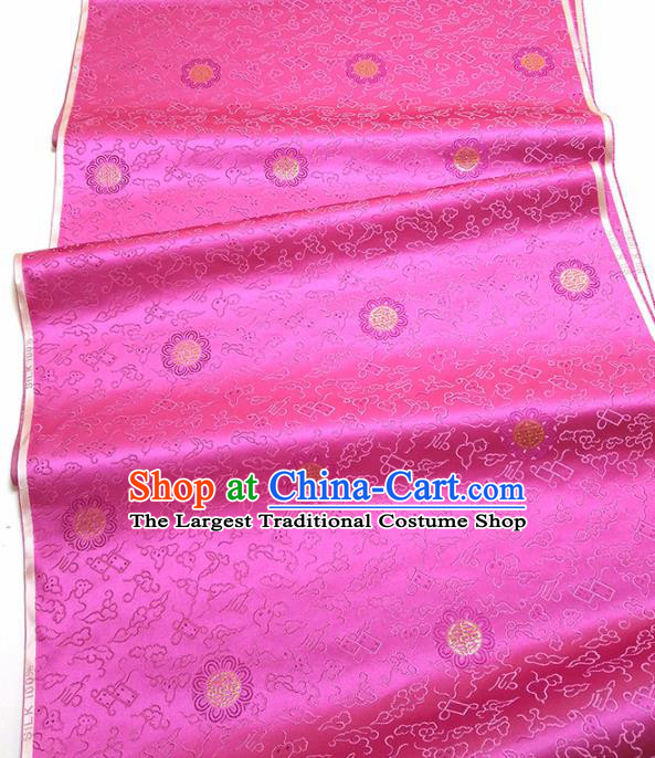 Asian Chinese Traditional Round Pattern Design Rosy Brocade Silk Fabric China Hanfu Satin Material