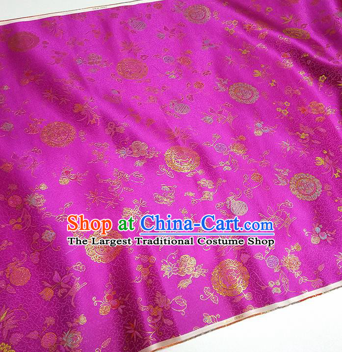 Asian Chinese Traditional Bamboo Peony Pattern Design Rosy Brocade Silk Fabric China Hanfu Satin Material