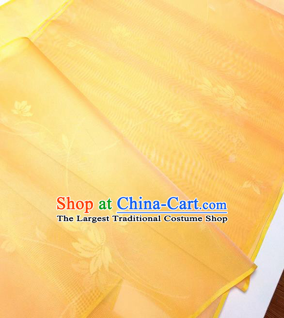 Asian Chinese Traditional Pattern Design Orange Silk Fabric China Hanfu Silk Material