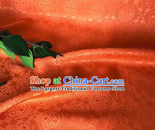 Asian Chinese Traditional Pattern Design Orange Silk Fabric China Qipao Material