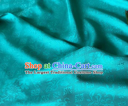 Asian Chinese Traditional Broken Branches Pattern Design Peacock Green Silk Fabric China Qipao Material