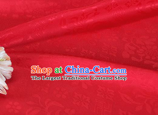 Asian Chinese Traditional Broken Branches Pattern Design Red Silk Fabric China Qipao Material