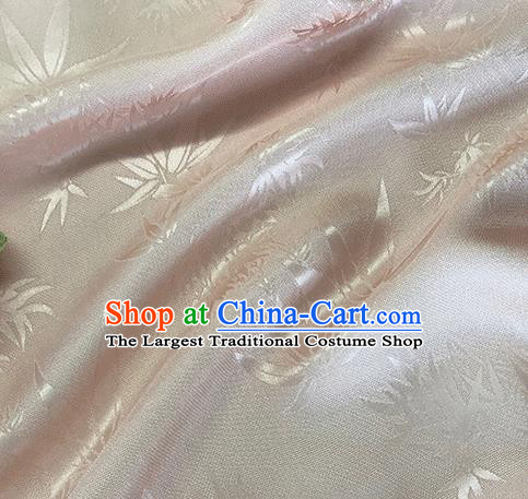 Asian Chinese Traditional Bamboo Leaf Pattern Design Light Pink Silk Fabric China Qipao Material