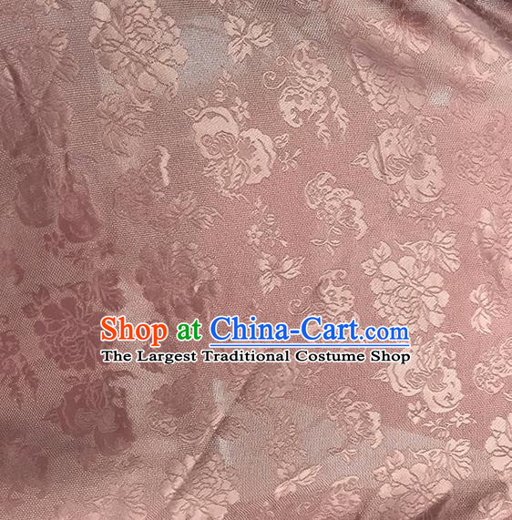 Asian Chinese Traditional Peony Pattern Design Pink Silk Imitation China Qipao Silk Fabric Material