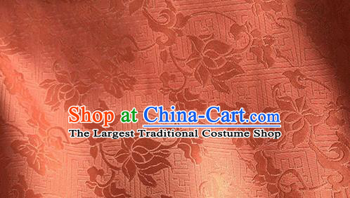Asian Chinese Traditional Peony Pattern Design Orange Satin China Qipao Silk Fabric Material