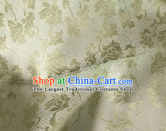 Asian Chinese Traditional Peony Pattern Design Beige Satin China Qipao Silk Fabric Material