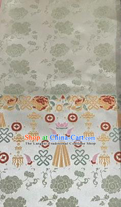 Asian Chinese Traditional Wheels Pattern Design Light Green Brocade China Hanfu Satin Fabric Material