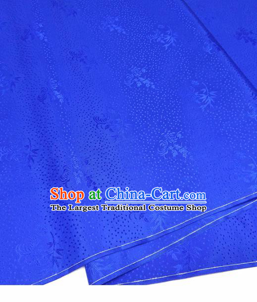 Asian Chinese Traditional Babysbreath Chrysanthemum Pattern Design Royalblue Brocade Silk Fabric China Hanfu Satin Material