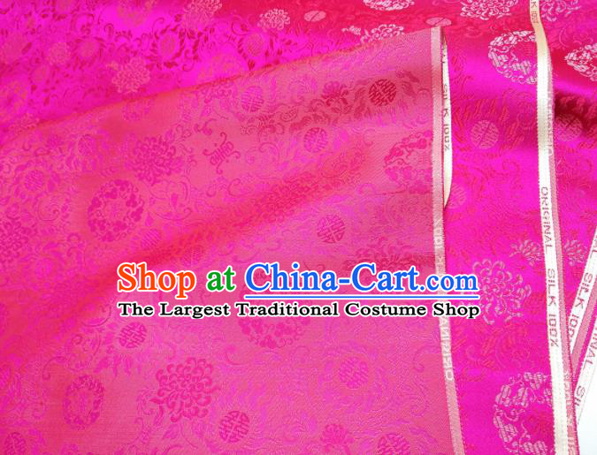 Asian Chinese Traditional Chrysanthemum Pattern Design Rosy Brocade Silk Fabric China Hanfu Satin Material