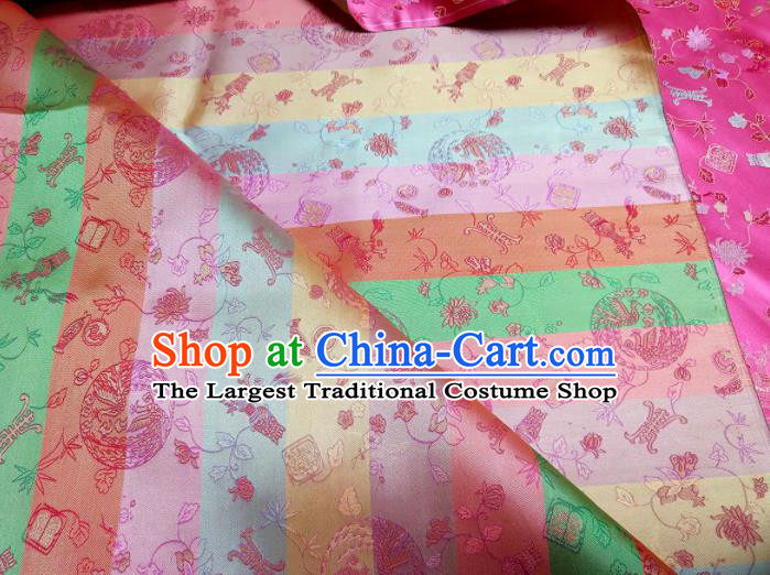 Asian Chinese Traditional Phoenix Pattern Design Deep Pink Brocade Silk Fabric China Hanfu Satin Material