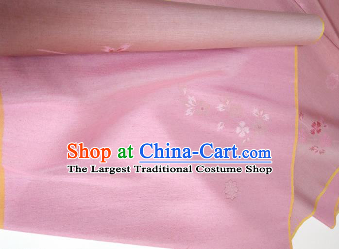 Asian Chinese Traditional Cherry Blossom Pattern Design Pink Silk Fabric China Hanfu Silk Material