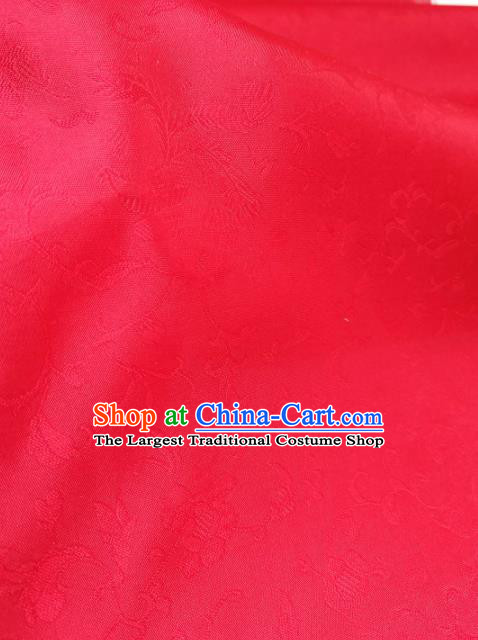Asian Chinese Traditional Delonix Regia Pattern Design Red Silk Fabric China Hanfu Silk Material