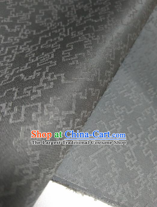 Asian Chinese Traditional Lucky Pattern Design Black Silk Fabric China Hanfu Silk Material