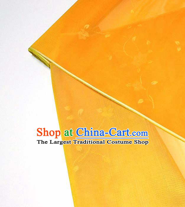 Asian Chinese Traditional Flowers Branch Pattern Design Orange Silk Fabric China Hanfu Silk Material