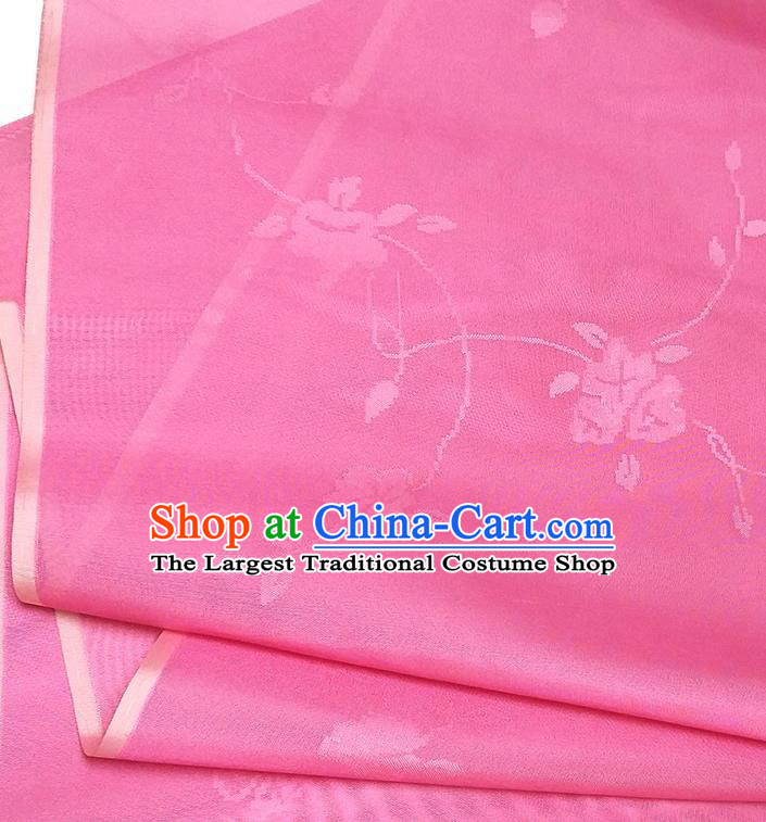 Asian Chinese Traditional Flowers Branch Pattern Design Peach Pink Silk Fabric China Hanfu Silk Material