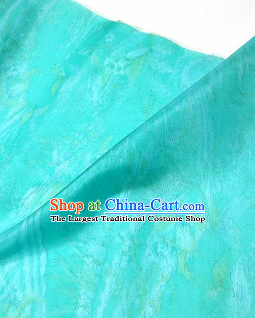 Chinese Traditional Pattern Design Blue Silk Fabric Asian China Hanfu Silk Material