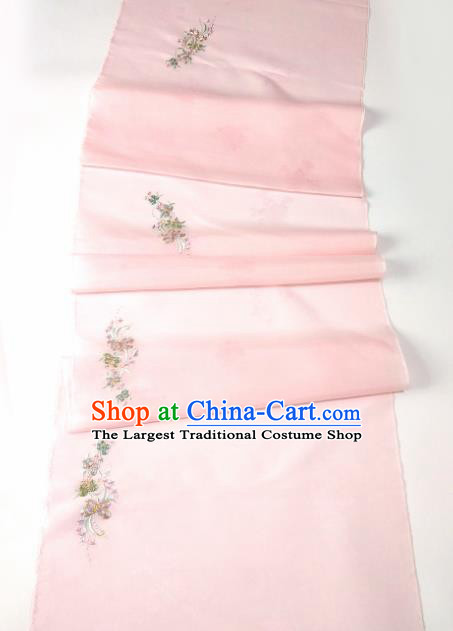 Chinese Traditional Embroidered Butterfly Pattern Design Pink Silk Fabric Asian China Hanfu Silk Material