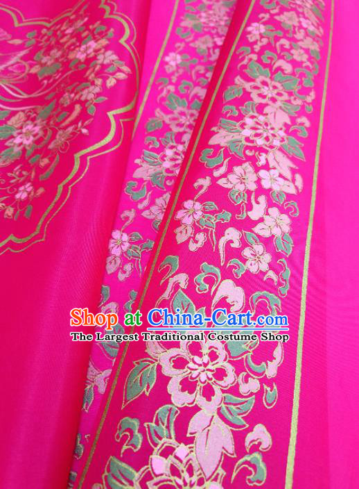 Chinese Traditional Phoenix Flowers Pattern Design Rosy Silk Fabric Asian China Hanfu Silk Material