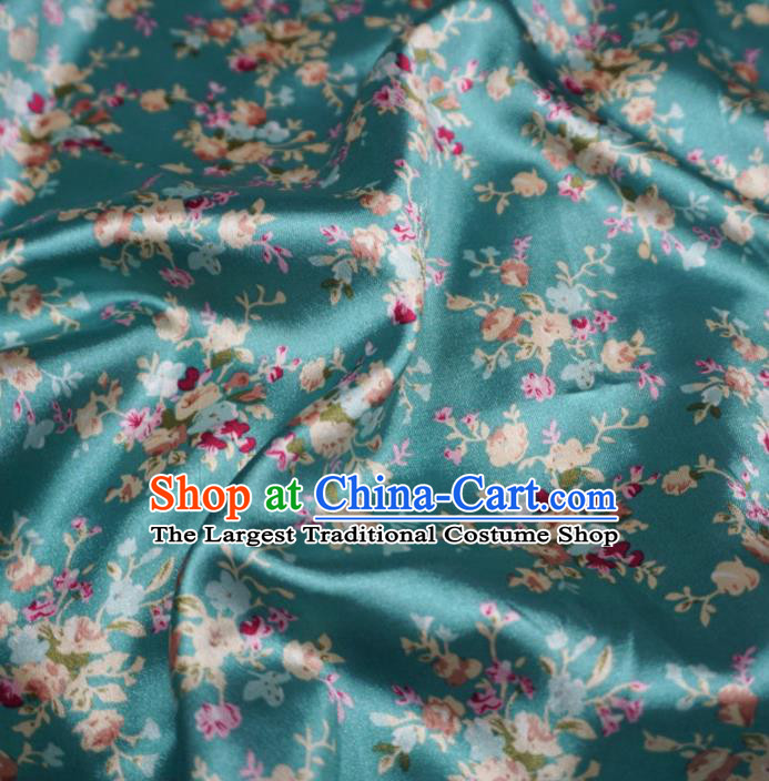 Chinese Traditional Royal Flowers Pattern Design Green Brocade Fabric Asian Satin China Hanfu Silk Material