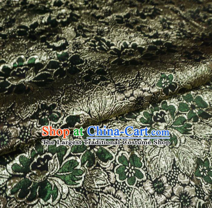 Chinese Traditional Pattern Design Deep Green Brocade Fabric Asian Satin China Hanfu Silk Material