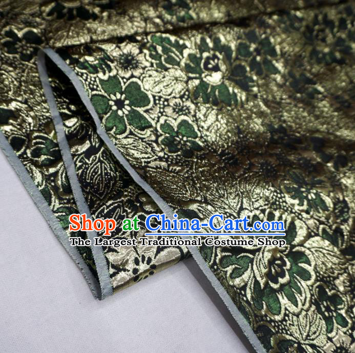 Chinese Traditional Pattern Design Deep Green Brocade Fabric Asian Satin China Hanfu Silk Material