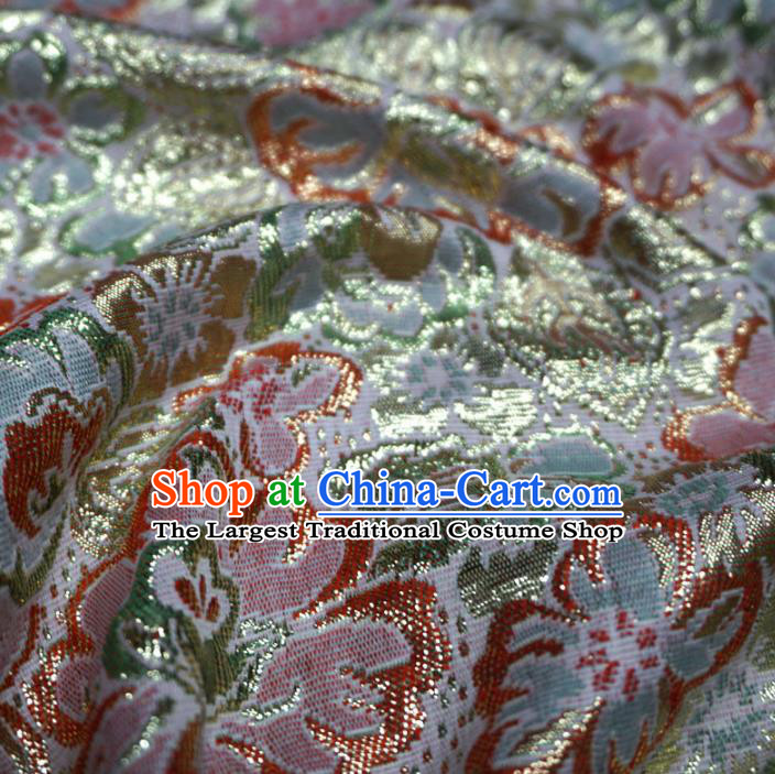 Chinese Traditional Pattern Design White Brocade Fabric Asian Satin China Hanfu Silk Material