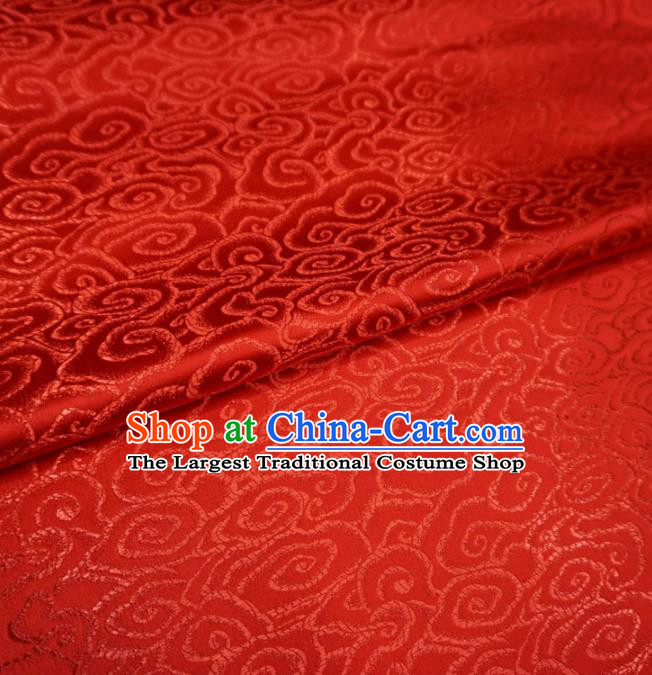 Chinese Traditional Royal Clouds Pattern Design Red Brocade Fabric Asian Satin China Hanfu Silk Material