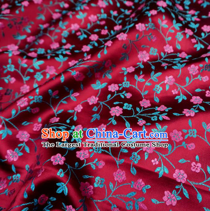 Chinese Traditional Twine Plum Pattern Design Purplish Red Brocade Fabric Asian Satin China Hanfu Silk Material