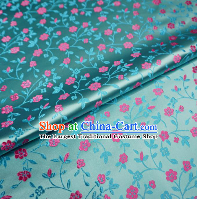 Chinese Traditional Plum Pattern Design Green Brocade Fabric Asian Satin China Hanfu Silk Material