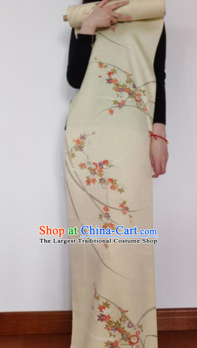 Chinese Traditional Daisy Pattern Design Beige Silk Fabric Asian China Cheongsam Silk Material