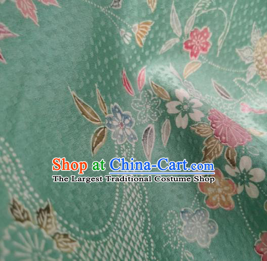 Chinese Traditional Classical Daisy Pattern Design Green Silk Fabric Asian China Cheongsam Silk Material