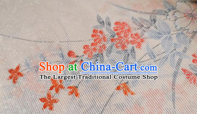 Chinese Traditional Orchid Pattern Design Beige Silk Fabric Asian Brocade China Hanfu Satin Material