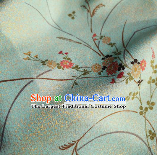 Chinese Traditional Classical Primrose Pattern Design Light Green Silk Fabric Asian China Cheongsam Silk Material