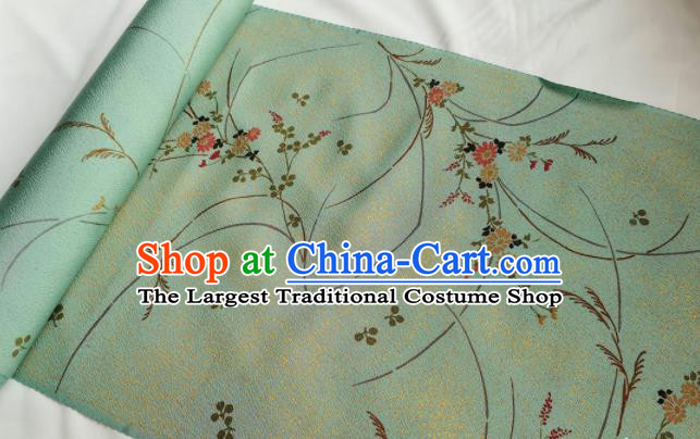 Chinese Traditional Classical Primrose Pattern Design Light Green Silk Fabric Asian China Cheongsam Silk Material