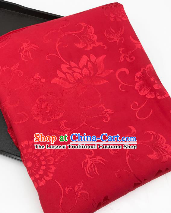 Chinese Traditional Flowers Pattern Design Red Brocade Fabric Asian China Satin Hanfu Material