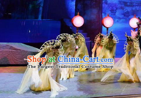 Chinese Stage Performance Qing Show Goddess Costumes and Headpiece Complete Set