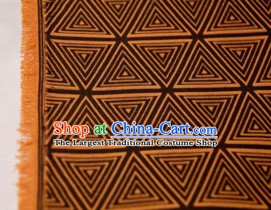 Chinese Traditional Triangle Pattern Design Brownness Silk Fabric Asian China Hanfu Mulberry Silk Material